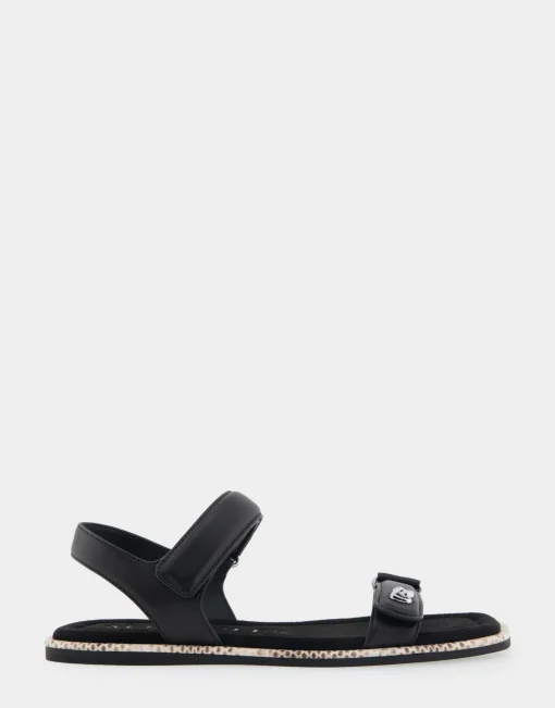 Comfortable Women's Adjustable Quarter Strap Sandal in Black Leather
