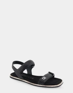 Comfortable Women's Adjustable Quarter Strap Sandal in Black Leather