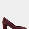 Comfortable Women's Almond Toe Pump in Deep Aubergine Suede
