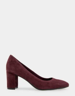 Comfortable Women's Almond Toe Pump in Deep Aubergine Suede