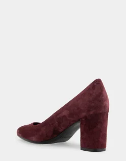 Comfortable Women's Almond Toe Pump in Deep Aubergine Suede