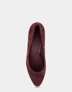Comfortable Women's Almond Toe Pump in Deep Aubergine Suede
