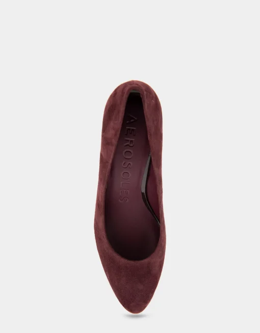 Comfortable Women's Almond Toe Pump in Deep Aubergine Suede