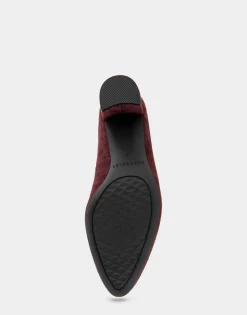 Comfortable Women's Almond Toe Pump in Deep Aubergine Suede