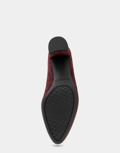 Comfortable Women's Almond Toe Pump in Deep Aubergine Suede