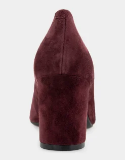 Comfortable Women's Almond Toe Pump in Deep Aubergine Suede