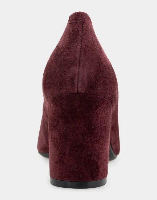 Comfortable Women's Almond Toe Pump in Deep Aubergine Suede