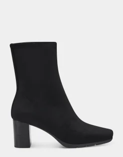 Comfortable Women's Ankle Boot in Black Faux Suede