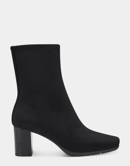 Comfortable Women's Ankle Boot in Black Faux Suede