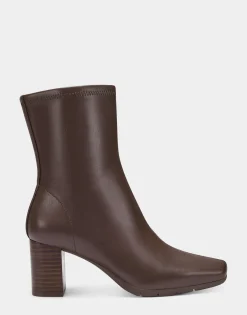 Comfortable Women's Ankle Boot in Brown Faux Leather