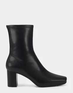Comfortable Women's Ankle Boot in Black Faux Leather