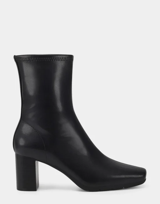 Comfortable Women's Ankle Boot in Black Faux Leather