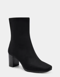 Comfortable Women's Ankle Boot in Black Faux Suede