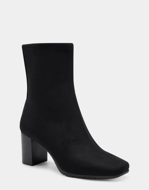 Comfortable Women's Ankle Boot in Black Faux Suede