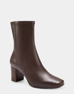 Comfortable Women's Ankle Boot in Brown Faux Leather