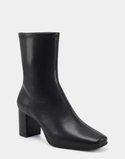 Comfortable Women's Ankle Boot in Black Faux Leather