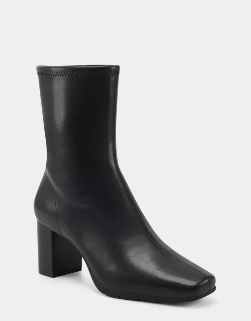 Comfortable Women's Ankle Boot in Black Faux Leather