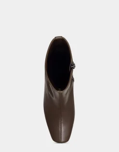 Comfortable Women's Ankle Boot in Brown Faux Leather