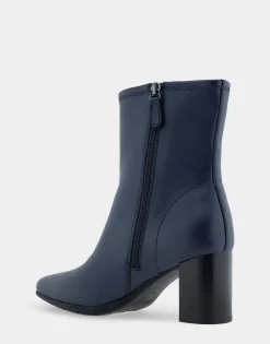 Comfortable Women's Ankle Boot in Navy Faux Leather