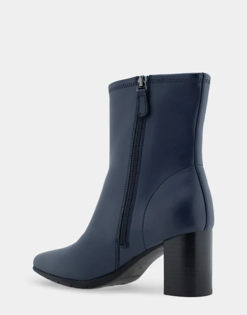 Comfortable Women's Ankle Boot in Navy Faux Leather