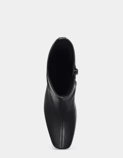 Comfortable Women's Ankle Boot in Black Faux Leather