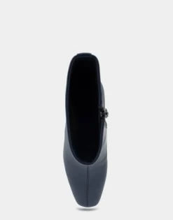 Comfortable Women's Ankle Boot in Navy Faux Leather