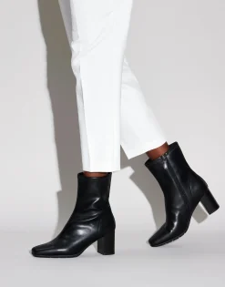 Comfortable Women's Ankle Boot in Black Faux Leather