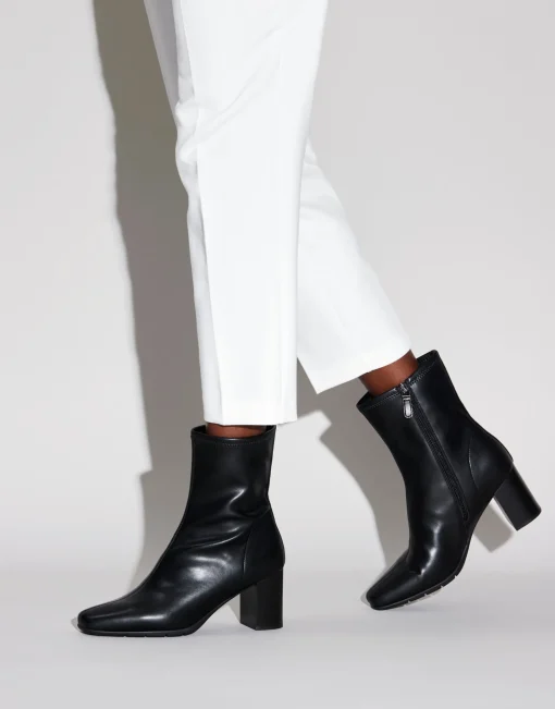 Comfortable Women's Ankle Boot in Black Faux Leather