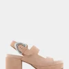 Comfortable Women's Asymmetrical Molded Footbed Platform Sandal in Cipria Suede