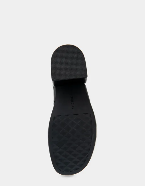 Comfortable Women's Asymmetrical Molded Footbed Platform Sandal in Black Leather