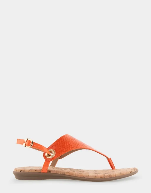 Comfortable Women's Back Strap Thong Sandal in Mandarin Snake Print Patent Faux Leather