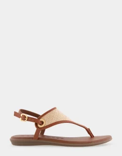 Comfortable Women's Back Strap Thong Sandal in Natural Rattan Combo Rattan Fabric