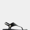 Comfortable Women's Back Strap Thong Sandal in Black Snake Patent Faux Leather