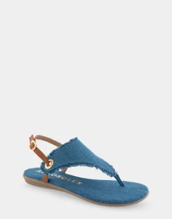 Comfortable Women's Back Strap Thong Sandal in Denim Fabric Denim Fabric