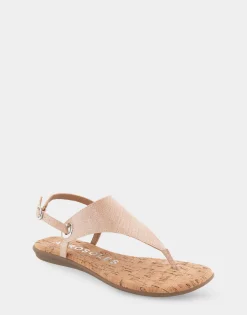 Comfortable Women's Back Strap Thong Sandal in Cipria Patent Faux Leather Faux Suede