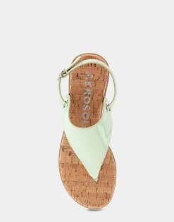 Comfortable Women's Back Strap Thong Sandal in Gleam Patent Faux Leather Faux Suede