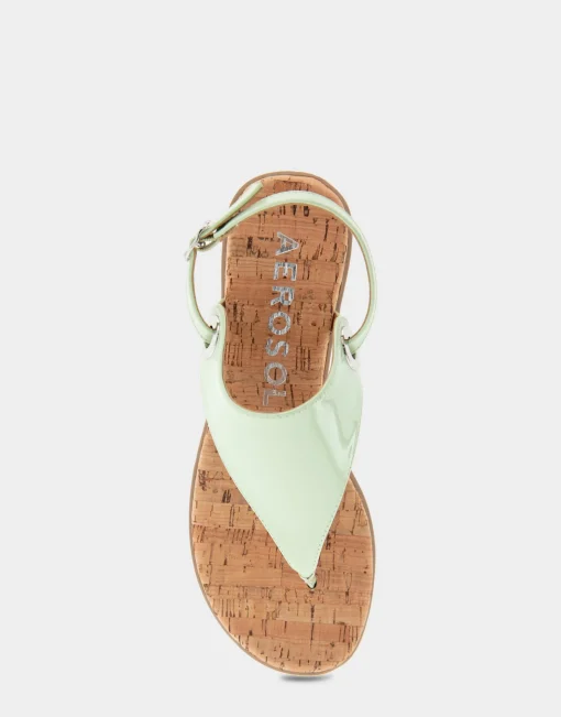 Comfortable Women's Back Strap Thong Sandal in Gleam Patent Faux Leather Faux Suede