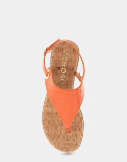Comfortable Women's Back Strap Thong Sandal in Mandarin Snake Print Patent Faux Leather