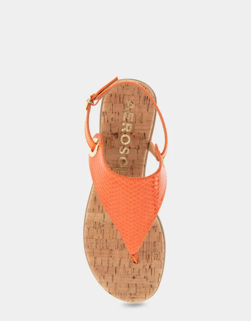 Comfortable Women's Back Strap Thong Sandal in Mandarin Snake Print Patent Faux Leather