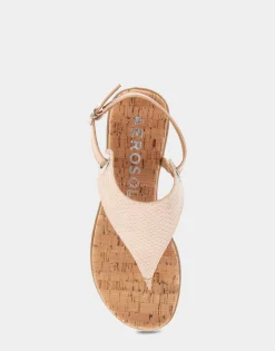 Comfortable Women's Back Strap Thong Sandal in Cipria Patent Faux Leather Faux Suede