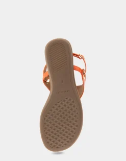 Comfortable Women's Back Strap Thong Sandal in Mandarin Snake Print Patent Faux Leather