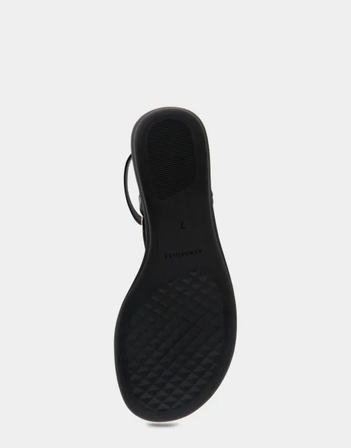 Comfortable Women's Back Strap Thong Sandal in Black Snake Patent Faux Leather