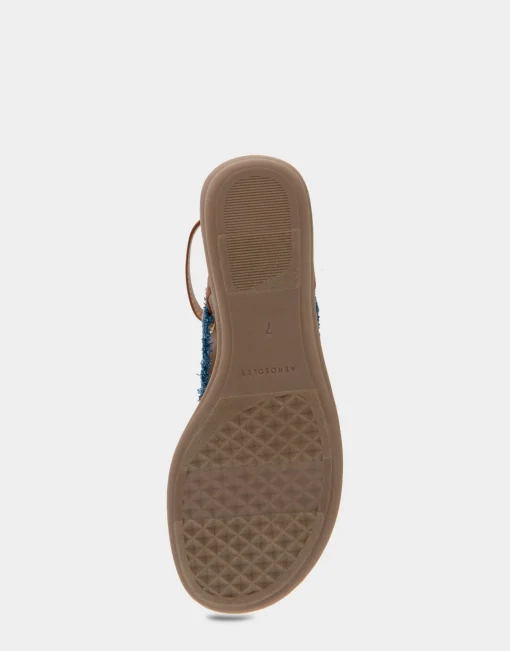 Comfortable Women's Back Strap Thong Sandal in Denim Fabric Denim Fabric
