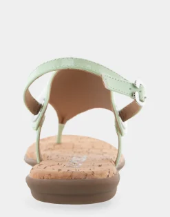 Comfortable Women's Back Strap Thong Sandal in Gleam Patent Faux Leather Faux Suede