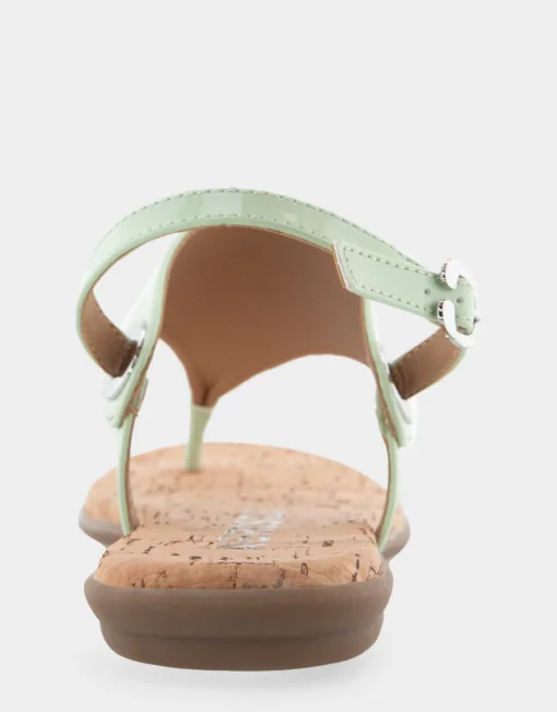 Comfortable Women's Back Strap Thong Sandal in Gleam Patent Faux Leather Faux Suede
