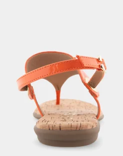 Comfortable Women's Back Strap Thong Sandal in Mandarin Snake Print Patent Faux Leather