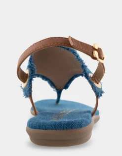 Comfortable Women's Back Strap Thong Sandal in Denim Fabric Denim Fabric