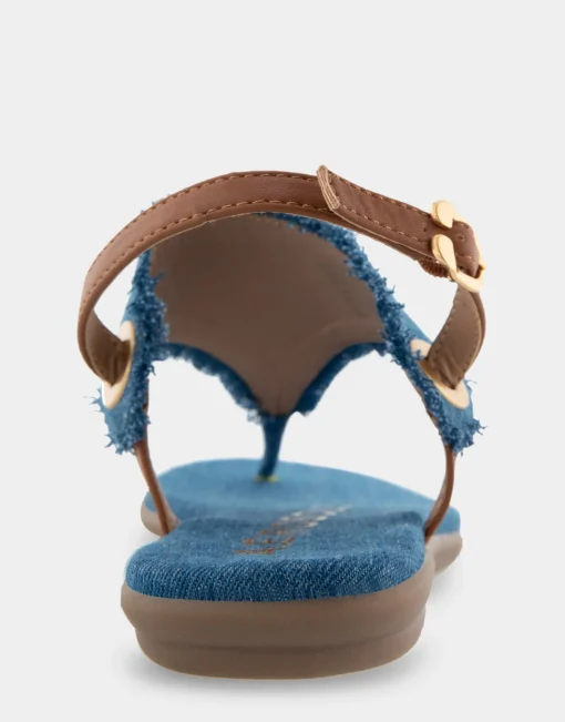 Comfortable Women's Back Strap Thong Sandal in Denim Fabric Denim Fabric