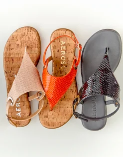 Comfortable Women's Back Strap Thong Sandal in Mandarin Snake Print Patent Faux Leather