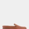 Comfortable Women's Backless Slip On Loafer in Tan Faux Leather